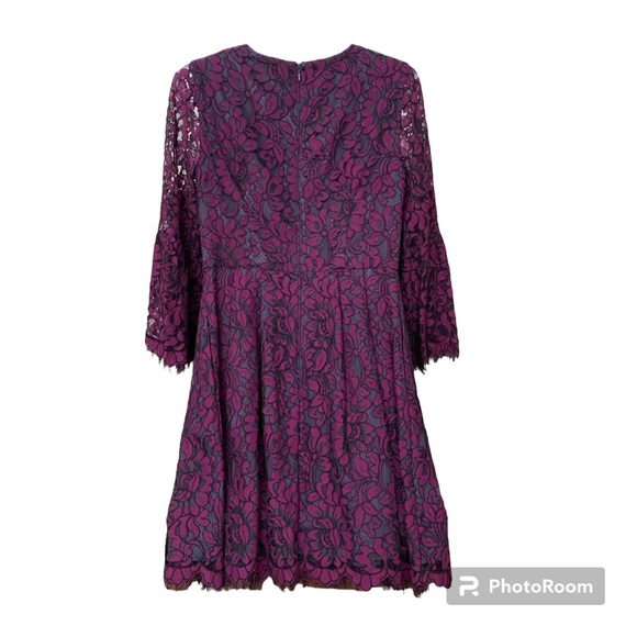 Eliza J Illusion Floral Lace Cocktail Dress, Purple, Dark Romance, Size 4 - Picture 8 of 15
